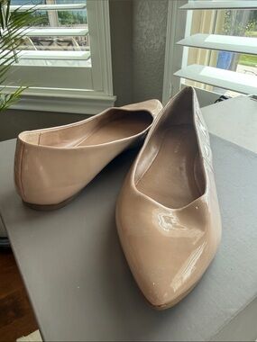 BCBGeneration Nude Patent Pointed-Toe Ballet Flats